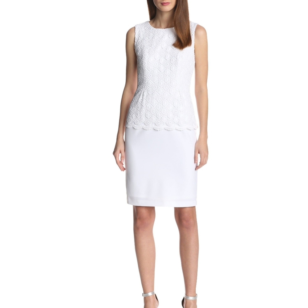Calvin Klein white lace peplum dress